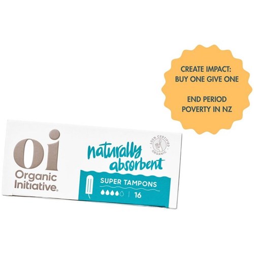 Oi Dignity Organic Tampons Super, Carton of 12 Packs of 16 - Buy 1 & Give 1