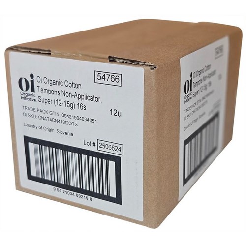Oi Dignity Organic Tampons Super, Carton of 12 Packs of 16 - Buy 1 & Give 1