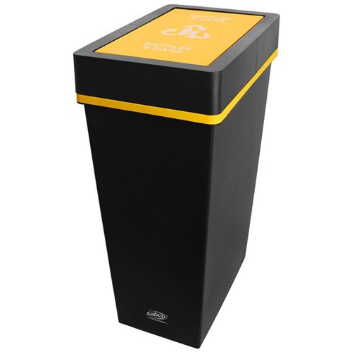 Sabco Deluxe Recycling Station Bottles & Cans Bin 40L With Yellow Lid