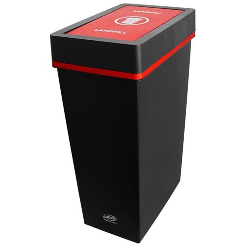 Sabco Deluxe Recycling Station Landfill Bin 40L With Red Lid