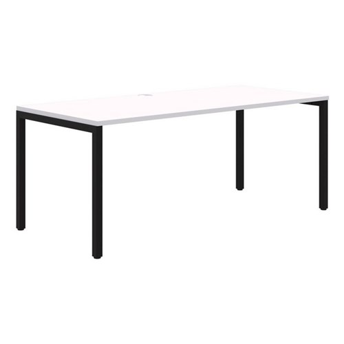 Ventra Fixed Height Desk Single 1800x800mm Snow Velvet/Black