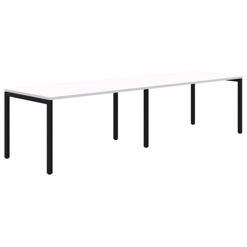 Ventra Fixed Height Desk 2 Pod Inline 1500x800mm Snow Velvet/Black