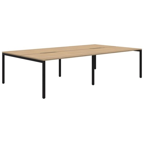 Ventra Fixed Height Desk 4 Pod Back To Back 1200x700mm Classic Oak/Black
