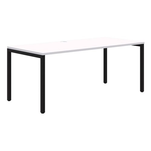 Ventra Fixed Height Desk Single 1200x700mm Snow Velvet/Black