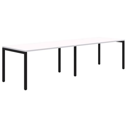 Ventra Fixed Height Desk 2 Pod Inline 1800x800mm Snow Velvet/Black