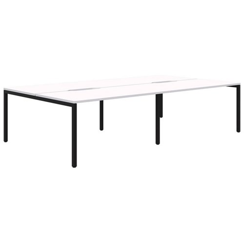 Ventra Fixed Height Desk 4 Pod Back To Back 1500x800mm Snow Velvet/Black