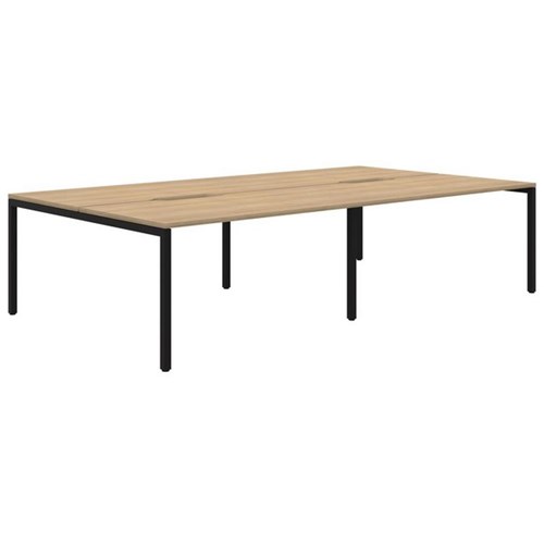 Ventra Fixed Height Desk 4 Pod Back To Back 1500x800mm Classic Oak/Black