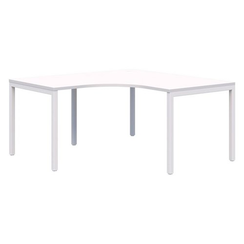 Ventra Fixed Height 90 Degree Corner Workstation 1500x1500x800mm Snow Velvet/White