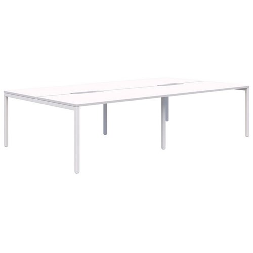 Ventra Fixed Height Desk 4 Pod Back To Back 1200x700mm Snow Velvet/White