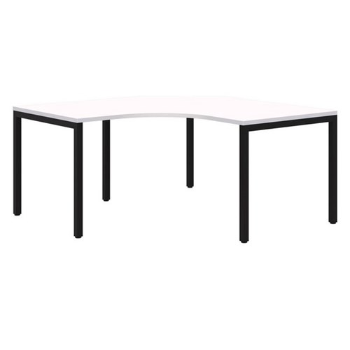 Ventra Fixed Height 90 Degree Corner Workstation 1500x1500x800mm Snow Velvet/Black