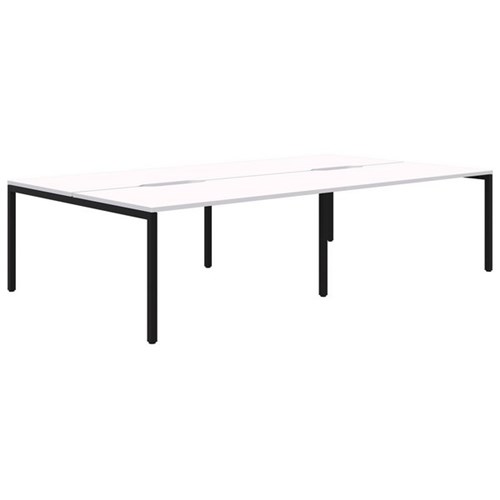 Ventra Fixed Height Desk 4 Pod Back To Back 1200x700mm Snow Velvet/Black
