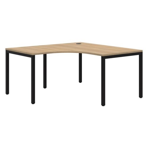 Ventra Fixed Height 90 Degree Corner Workstation 1500x1500x800mm Classic Oak/Black