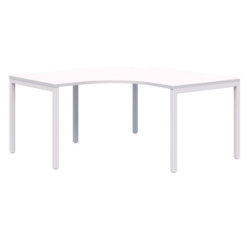 Ventra Fixed Height 90 Degree Corner Workstation 1800x1800x800mm Snow Velvet/White