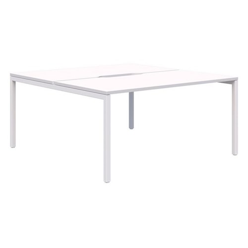 Ventra Fixed Height Desk 2 Pod Back To Back 1500x800mm Snow Velvet/White