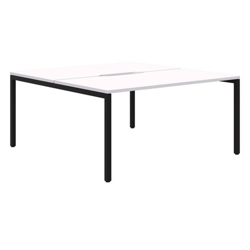 Ventra Fixed Height Desk 2 Pod Back To Back 1500x800mm Snow Velvet/Black