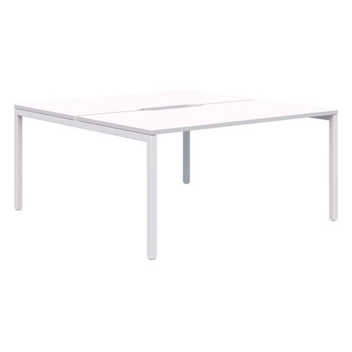 Ventra Fixed Height Desk 2 Pod Back To Back 1200x700mm Snow Velvet/White