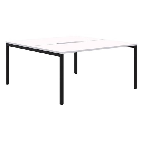 Ventra Fixed Height Desk 2 Pod Back To Back 1200x700mm Snow Velvet/Black