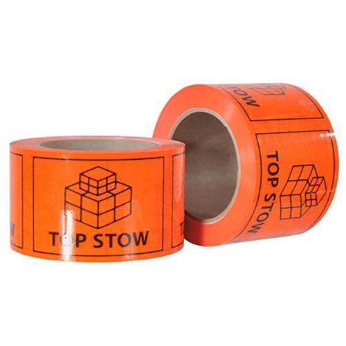 Ripa Shipping Labels Top Stow 100x72mm Black on Fluoro Orange, Roll of 500