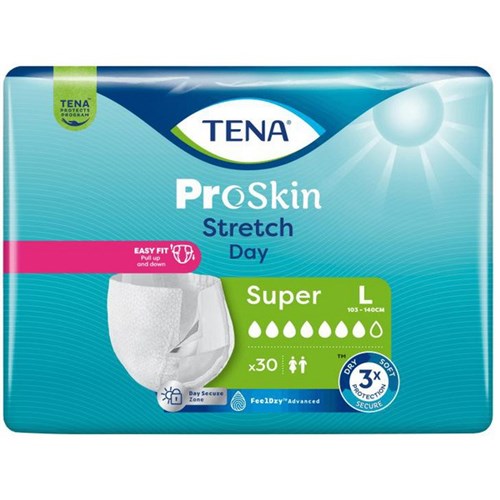 TENA ProSkin Stretch Day Continence Unisex Briefs Super Large, Carton of 2 Packs of 30