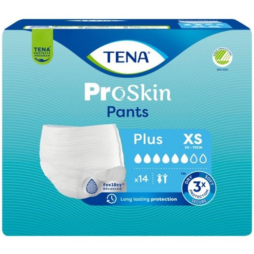 TENA ProSkin Unisex Continence Pants Plus XS, Carton of 4 Packs of 14