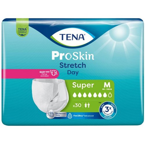 TENA ProSkin Stretch Day Continence Unisex Briefs Super Medium, Carton of 2 Packs of 30