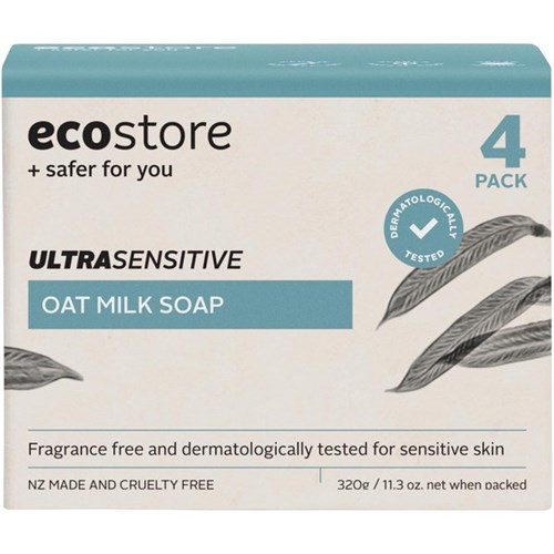 ecostore Ultra Sensitive Oat Milk Soap, Carton of 8 Packs of 4 Bars