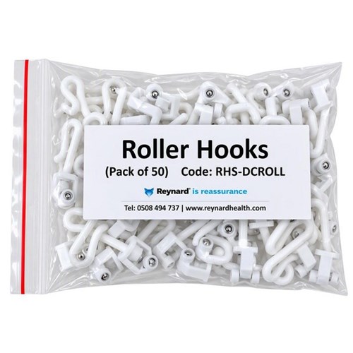Reynard Disposable Curtain Roller Hooks White, Pack of 50