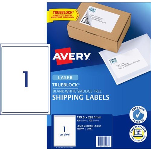 Avery Shipping Laser Labels L7167 White 1 Per Sheet 100 Sheets