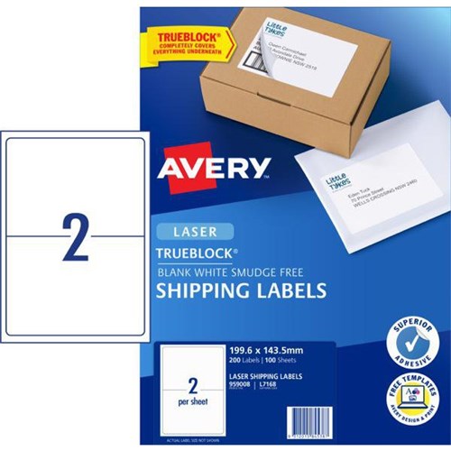 Avery Shipping Laser Labels L7168 White 2 Per Sheet 100 Sheets