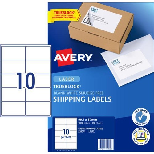 Avery Shipping Laser Labels L7173 White 10 Per Sheet 100 Sheets