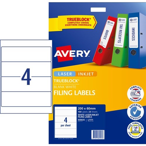 Avery Lever Arch Filing Labels L7171 4 Per Sheet