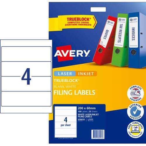 Avery Lever Arch File Labels L7171 4 Per Sheet OfficeMax NZ