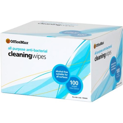 OfficeMax Telephone & Surface Cleaning Wipes, Pack of 100