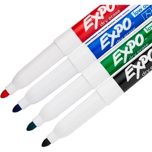 Expo Assorted Colours Whiteboard Markers Fine Tip, Pack of 4