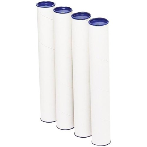 Marbig Postal Tube With End Caps 600x60mm, Pack of 4