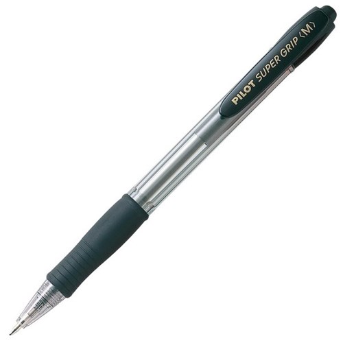 Pilot Super Grip Black Retractable Ballpoint Pen 1.0mm Medium Tip