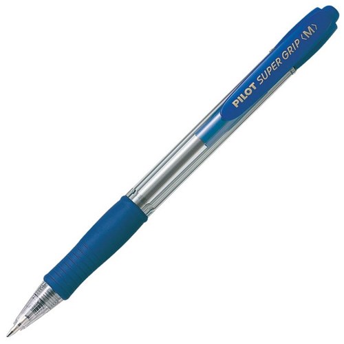 Pilot Super Grip Blue Retractable Ballpoint Pen 1.0mm Medium Tip