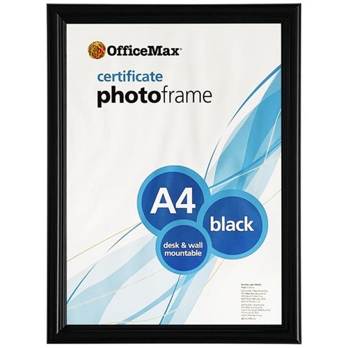 OfficeMax Certificate Frame Desk & Wall Mountable A4 Black