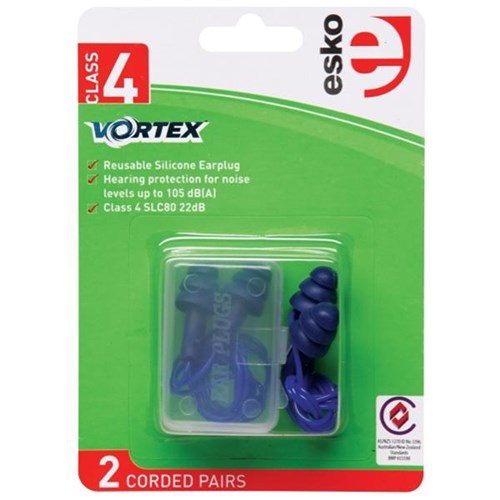 Vortex Earplugs Reusable Corded Class 4, Pack of 2 Pairs