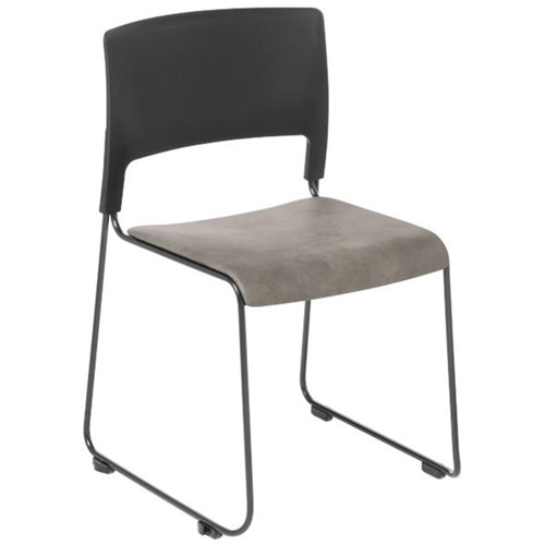 Slim Cafe Chair Sled Base Upholstered Eastwood/Dove