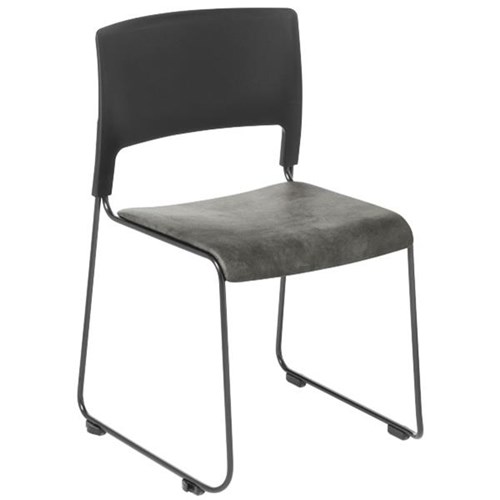 Slim Cafe Chair Sled Base Upholstered Eastwood/Slate