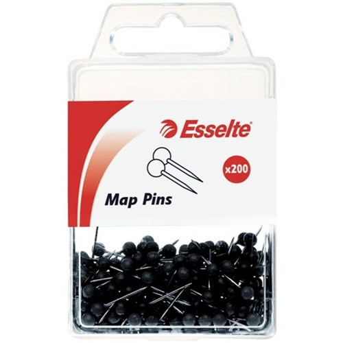 Esselte Map Pins Black, Pack of 200