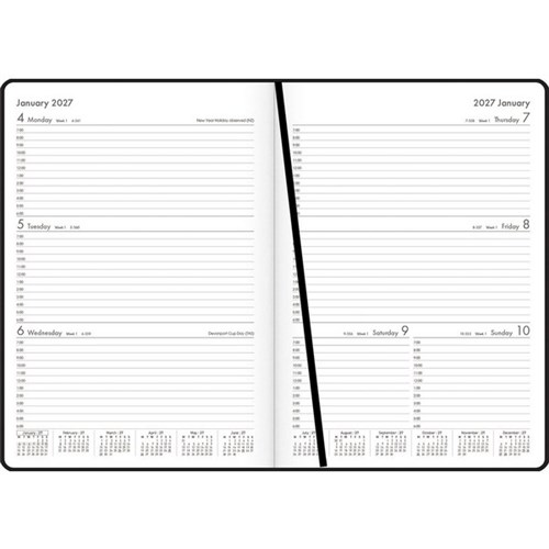 OfficeMax A43 1 Hour Appointment Diary A4 Week To View 2027 Black