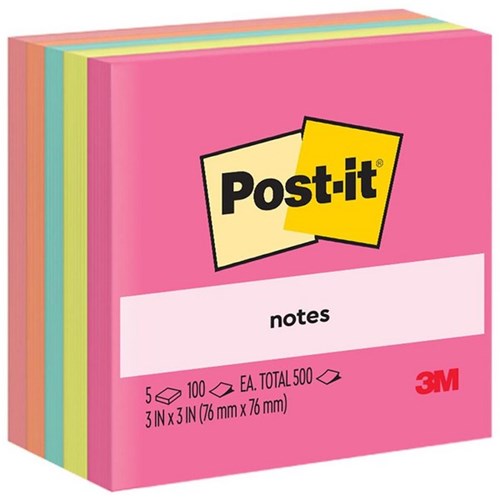 Post-it® Notes 654 76x76mm Poptimistic, Pack of 5