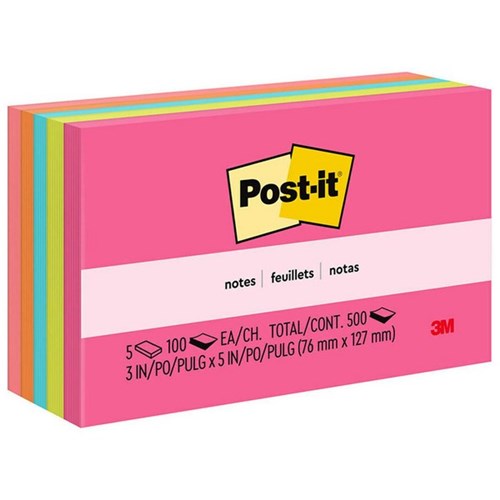 Post-it® Notes 655 76x127mm Poptimistic, Pack of 5