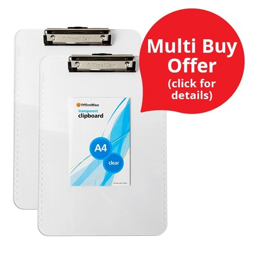 OfficeMax Transparent Clipboard A4 Clear Plastic OfficeMax NZ