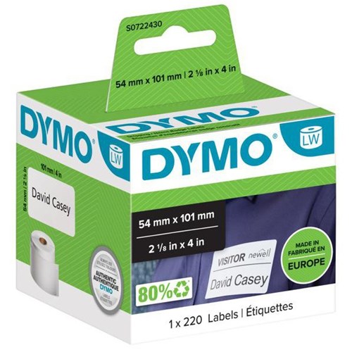 Dymo LabelWriter Shipping Labels 99014 54x101mm White, Box of 220