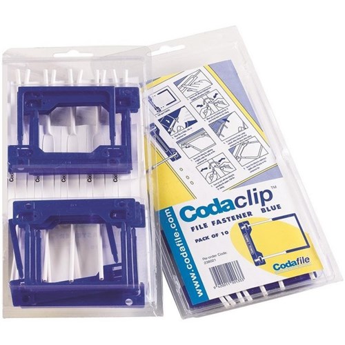 Codafile 3 Piece Clip Fastener 238021 Blue, Pack of 10
