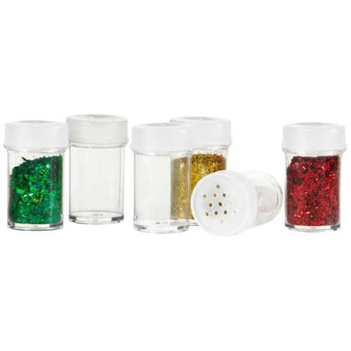 Glitter Shakers Containers Empty, Pack of 6