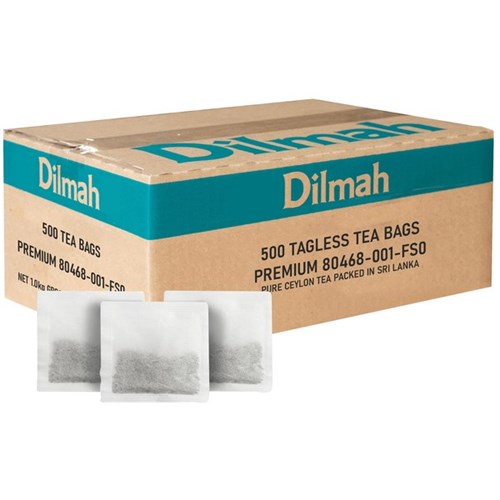 Dilmah Premium Tagless Unwrapped Tea Bags, Box of 500